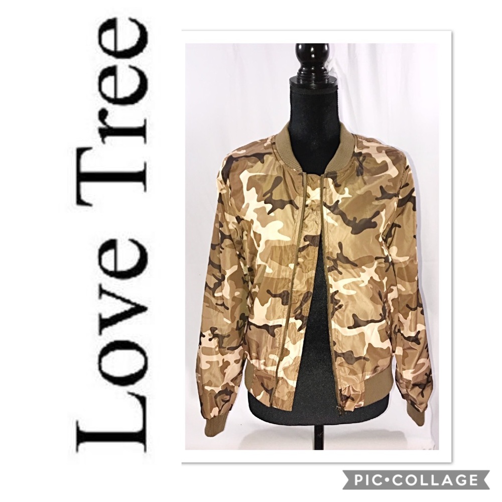 LOVE TREE camouflage lightweight bomber jacket